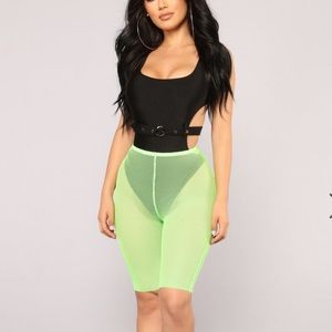 Mila Fishnet Biker Shorts - Neon Green